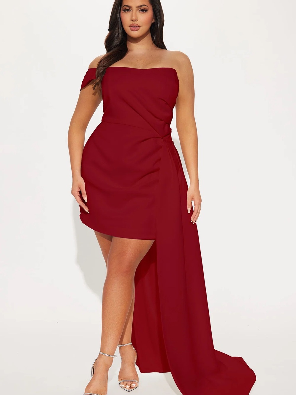 Fashion Nova Isabella Removable Train Satin Mini Dress